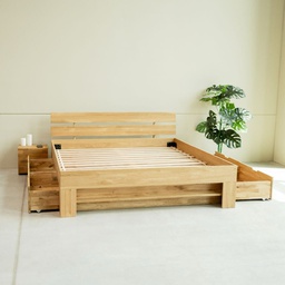 NordicStory Cama con almacenaje de madera maciza de roble &quot;Uppsala&quot;